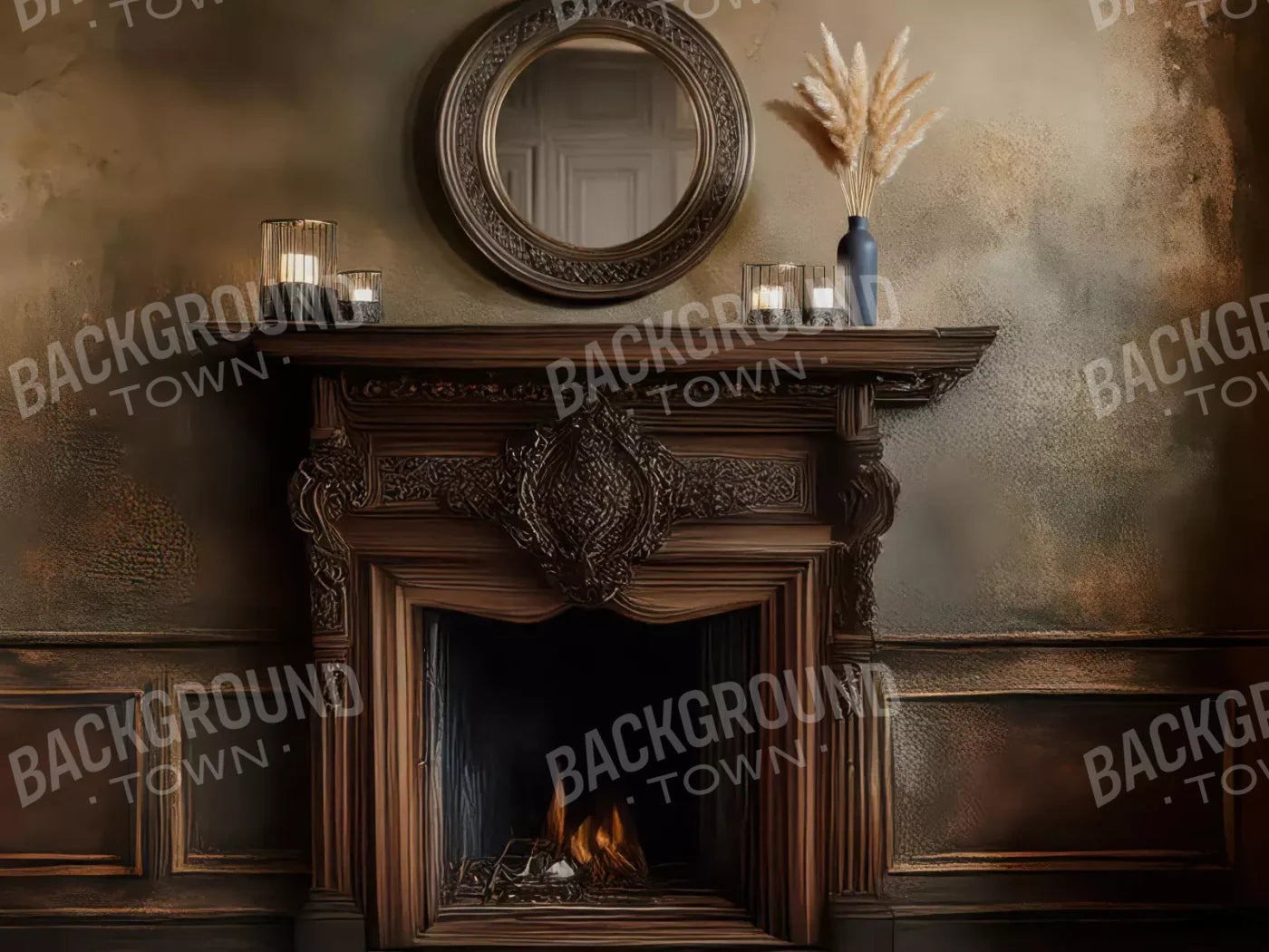 Classic Fireplace 6’8x5’ Fleece (80 x 60 inch) Backdrop