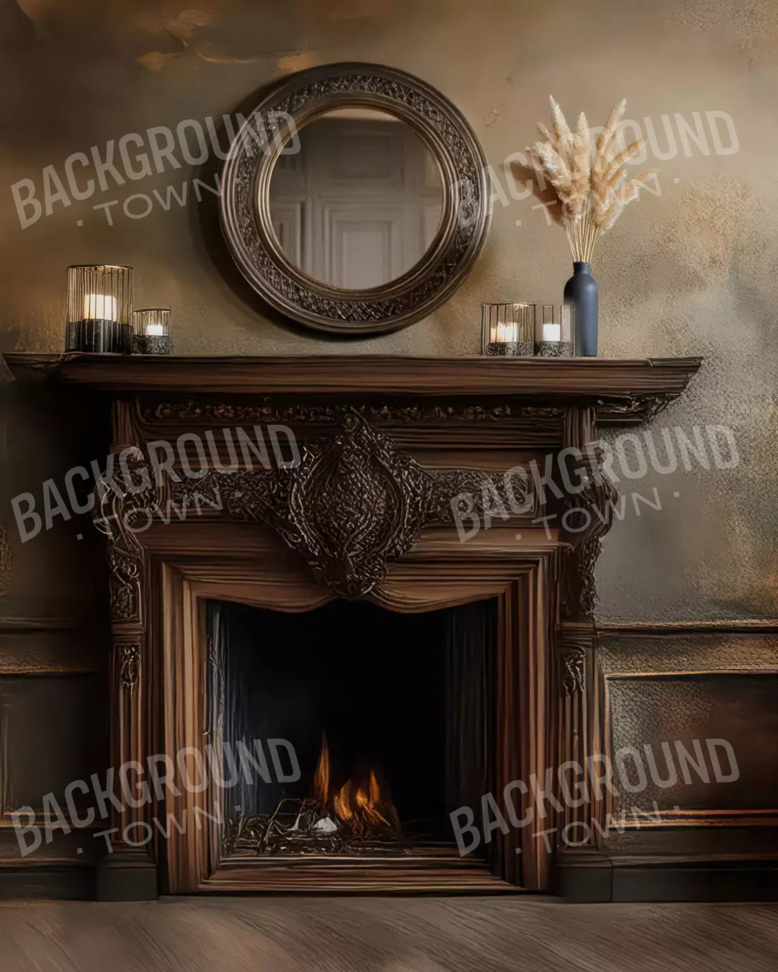 Classic Fireplace 8’x10’ Fleece (96 x 120 inch) Backdrop