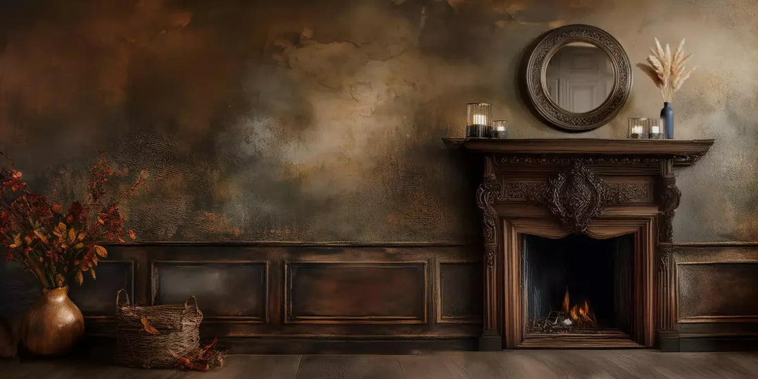 Classic Fireplace Room Wide 16’x8’ UltraCloth (192 x 96 inch) Backdrop