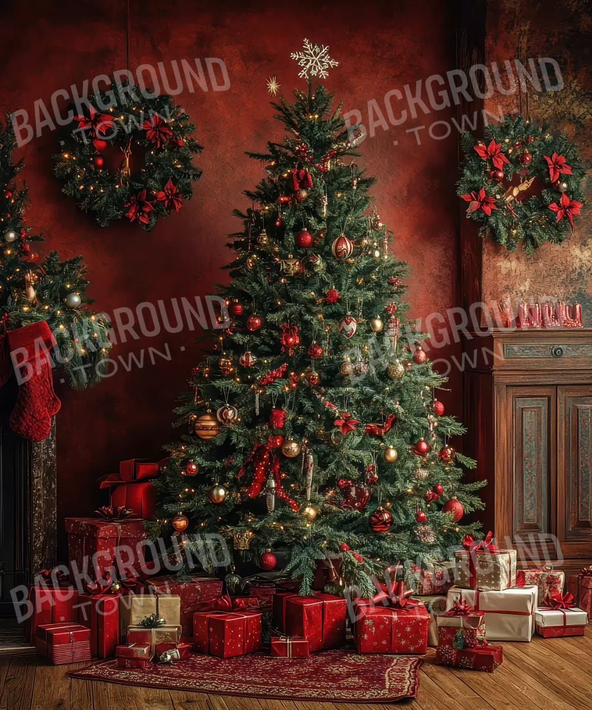 Classic Red Christmas 10’X12’ Ultracloth (120 X 144 Inch) Backdrop