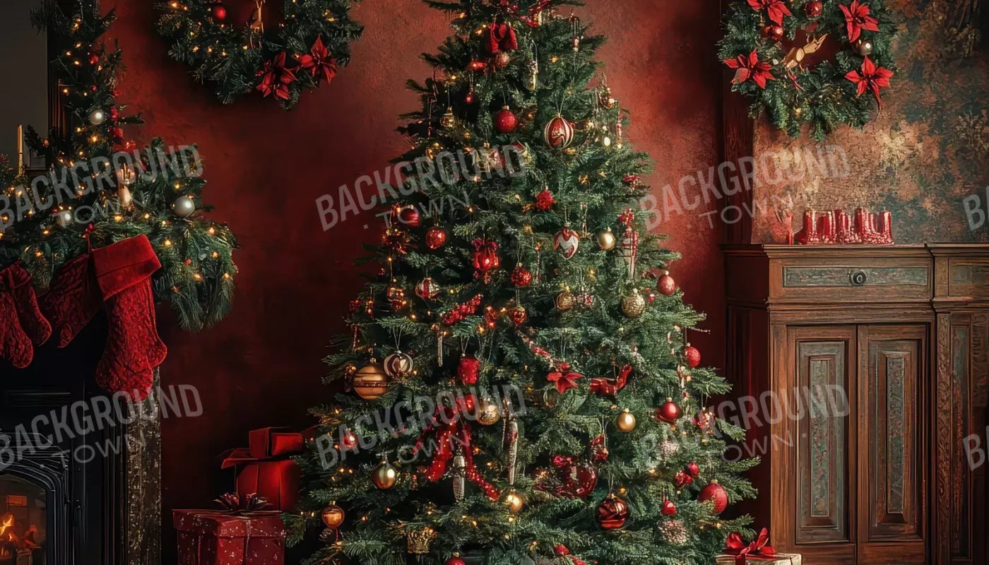 Classic Red Christmas 14’X8’ Ultracloth (168 X 96 Inch) Backdrop