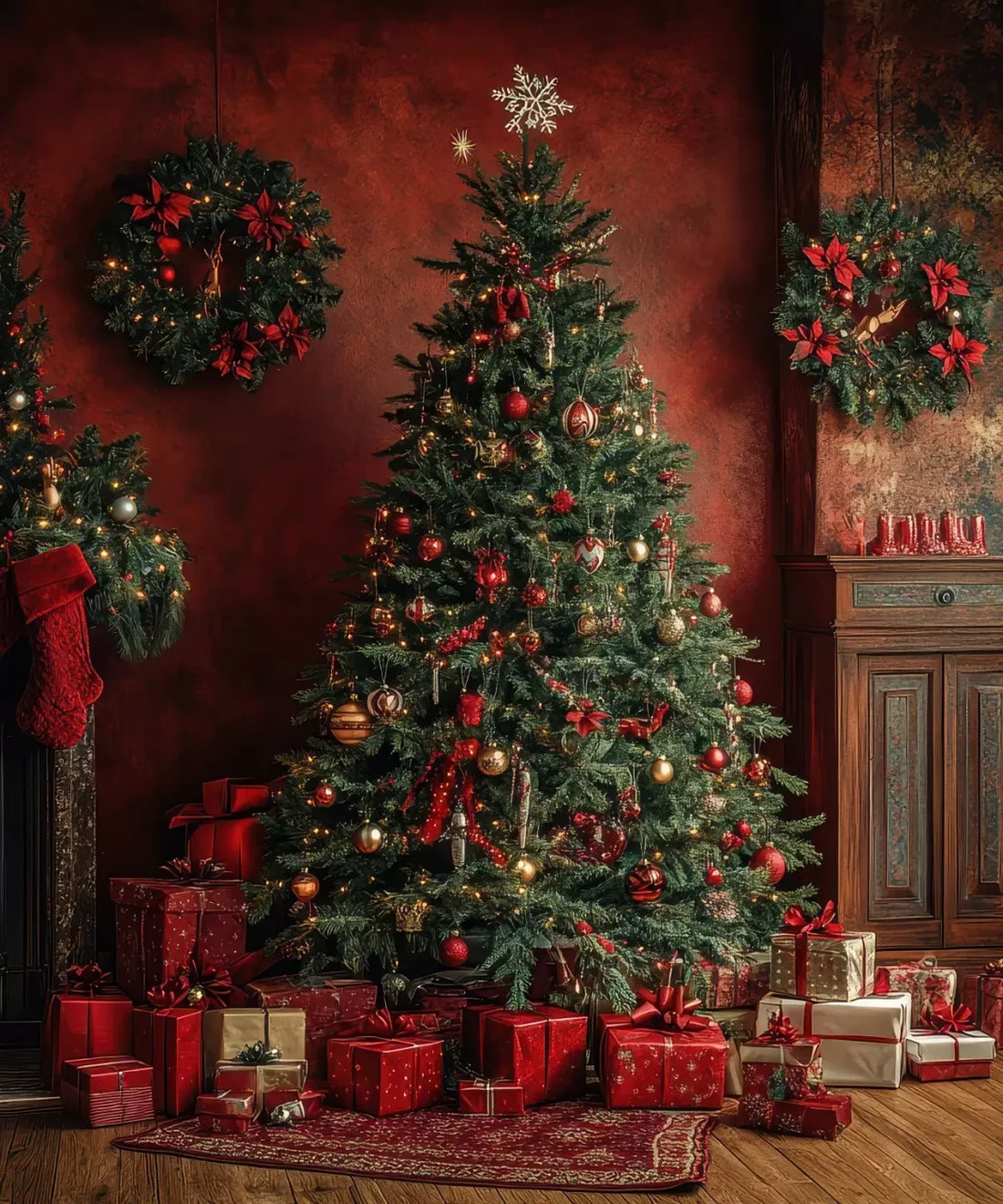 Red Green Brown  Backdrop for Photography