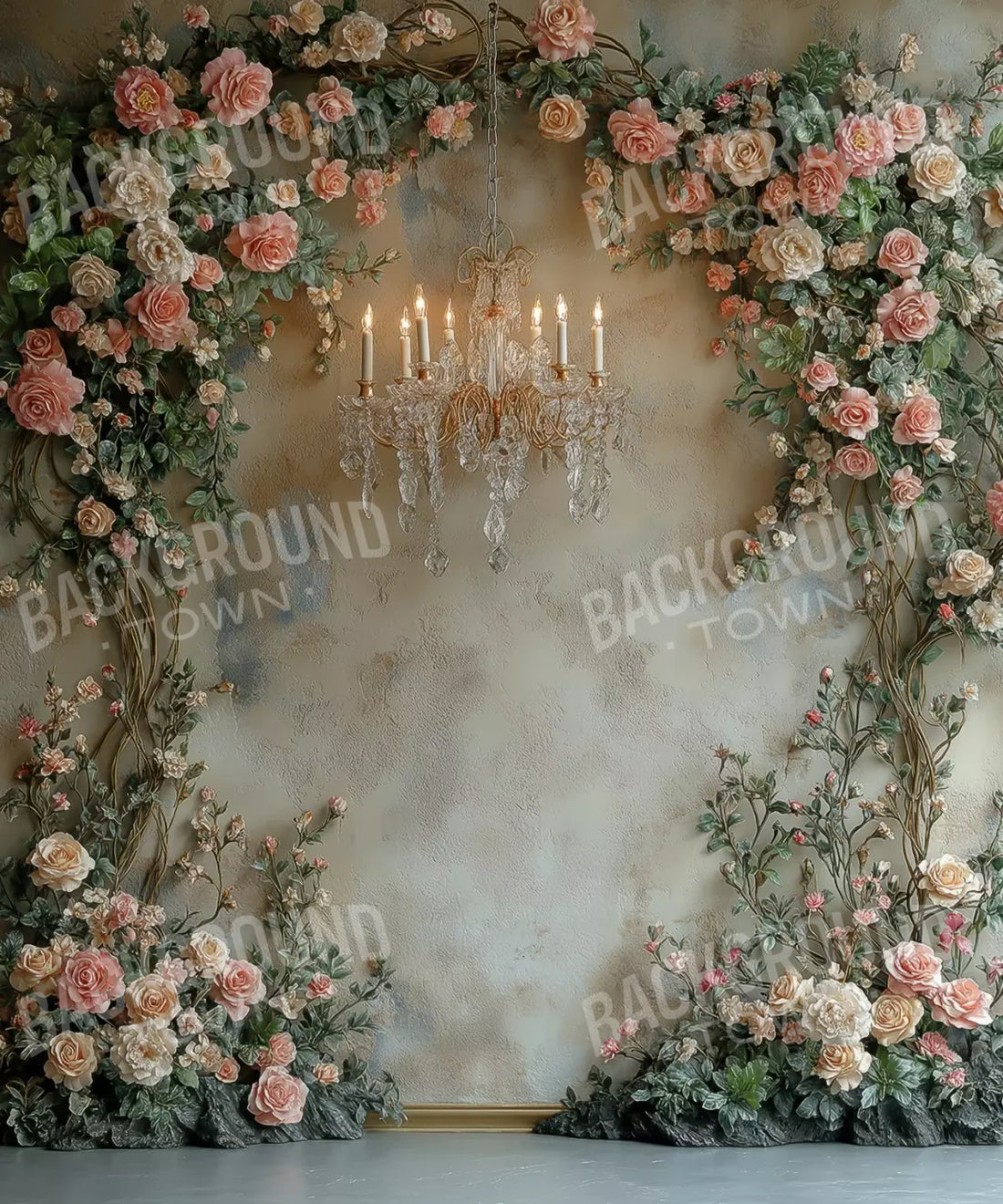 Beige Pink Green Backdrop for Photography