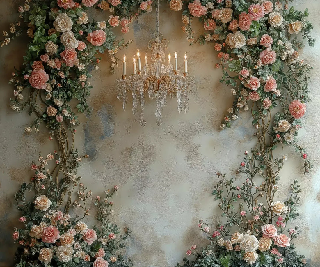 Climbing Pink Roses Arch 5’X4’2 Fleece (60 X 50 Inch) Backdrop