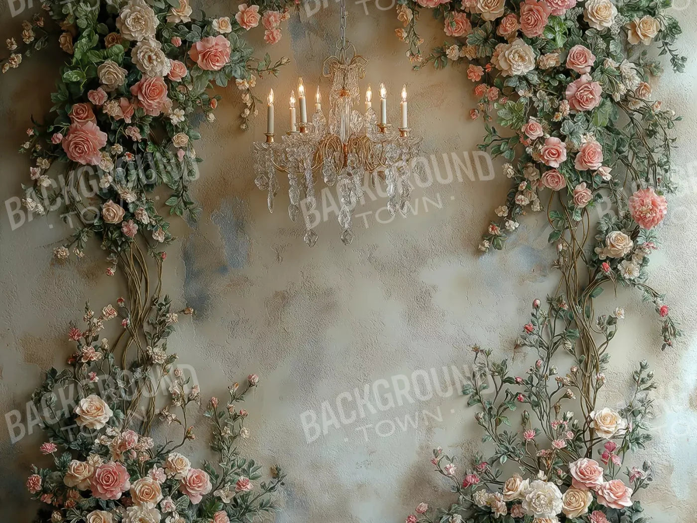 Climbing Pink Roses Arch 6’8X5’ Fleece (80 X 60 Inch) Backdrop