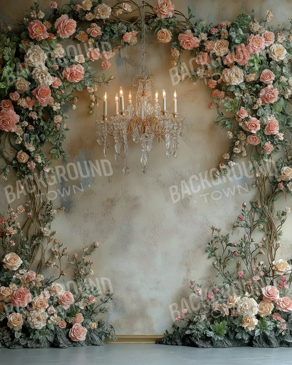 Climbing Pink Roses Arch 8’X10’ Fleece (96 X 120 Inch) Backdrop