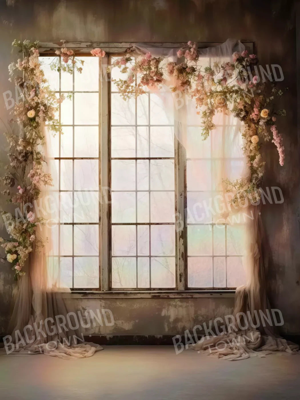 Cocoa Artistry Window I 5X68 Fleece ( 60 X 80 Inch ) Backdrop