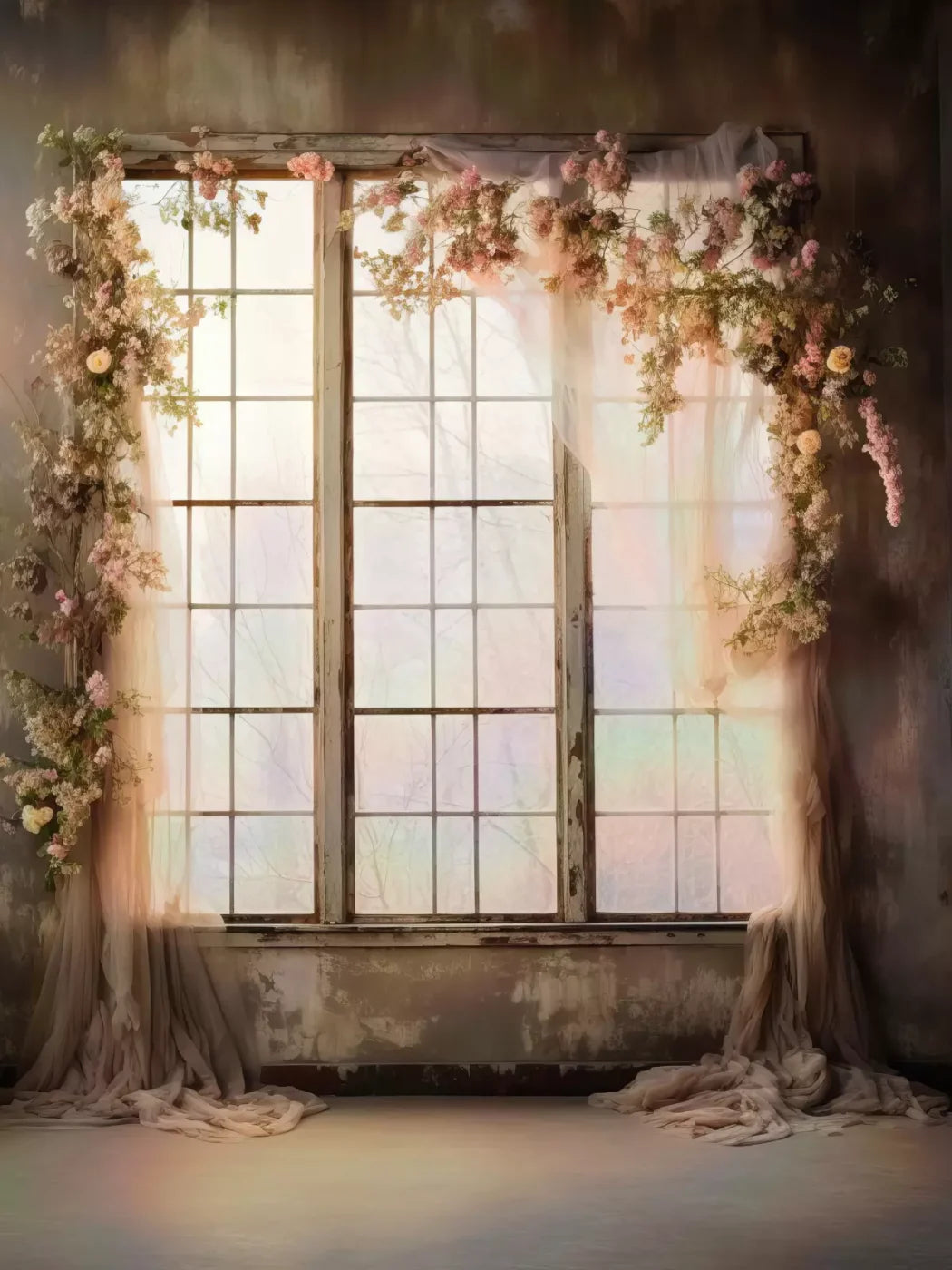 Cocoa Artistry Window I 5X68 Fleece ( 60 X 80 Inch ) Backdrop