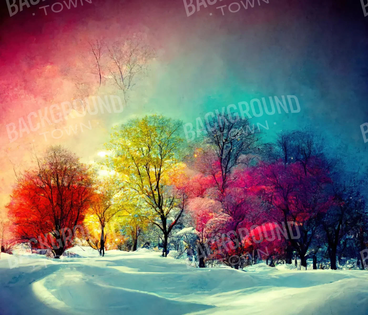 Colorful Snow Days 12X10 Ultracloth ( 144 X 120 Inch ) Backdrop