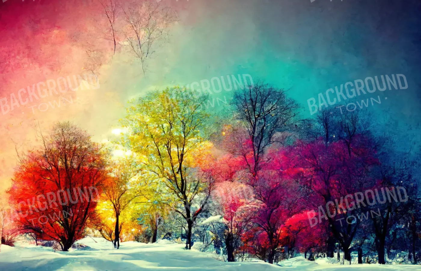 Colorful Snow Days 12X8 Ultracloth ( 144 X 96 Inch ) Backdrop