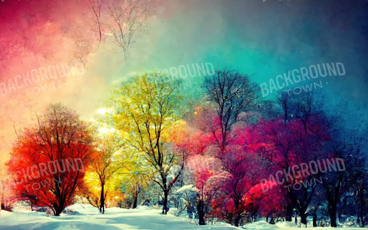 Colorful Snow Days 14X9 Ultracloth ( 168 X 108 Inch ) Backdrop