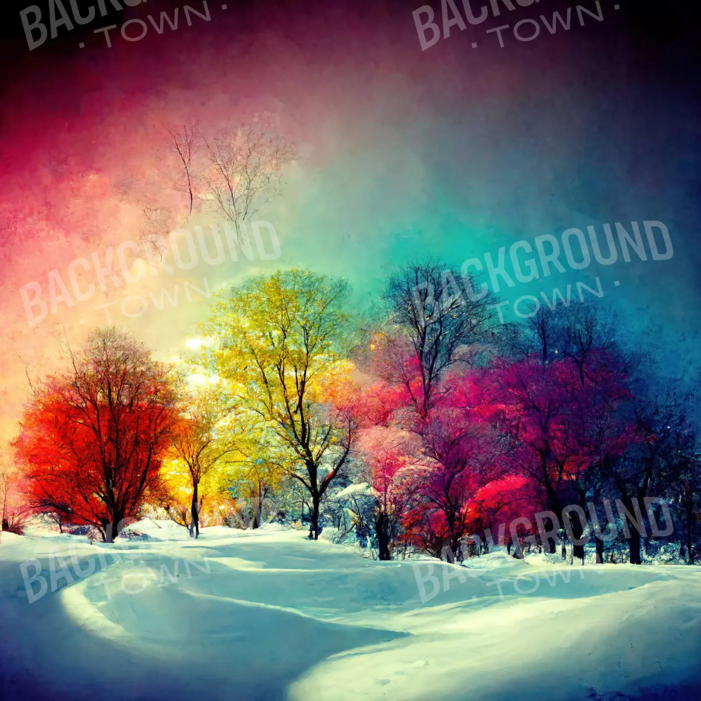 Colorful Snow Days 8X8 Fleece ( 96 X Inch ) Backdrop