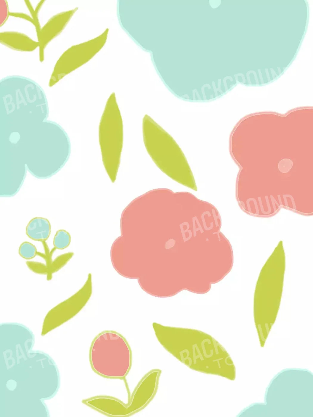 Coral Floral 5X7 Ultracloth ( 60 X 84 Inch ) Backdrop