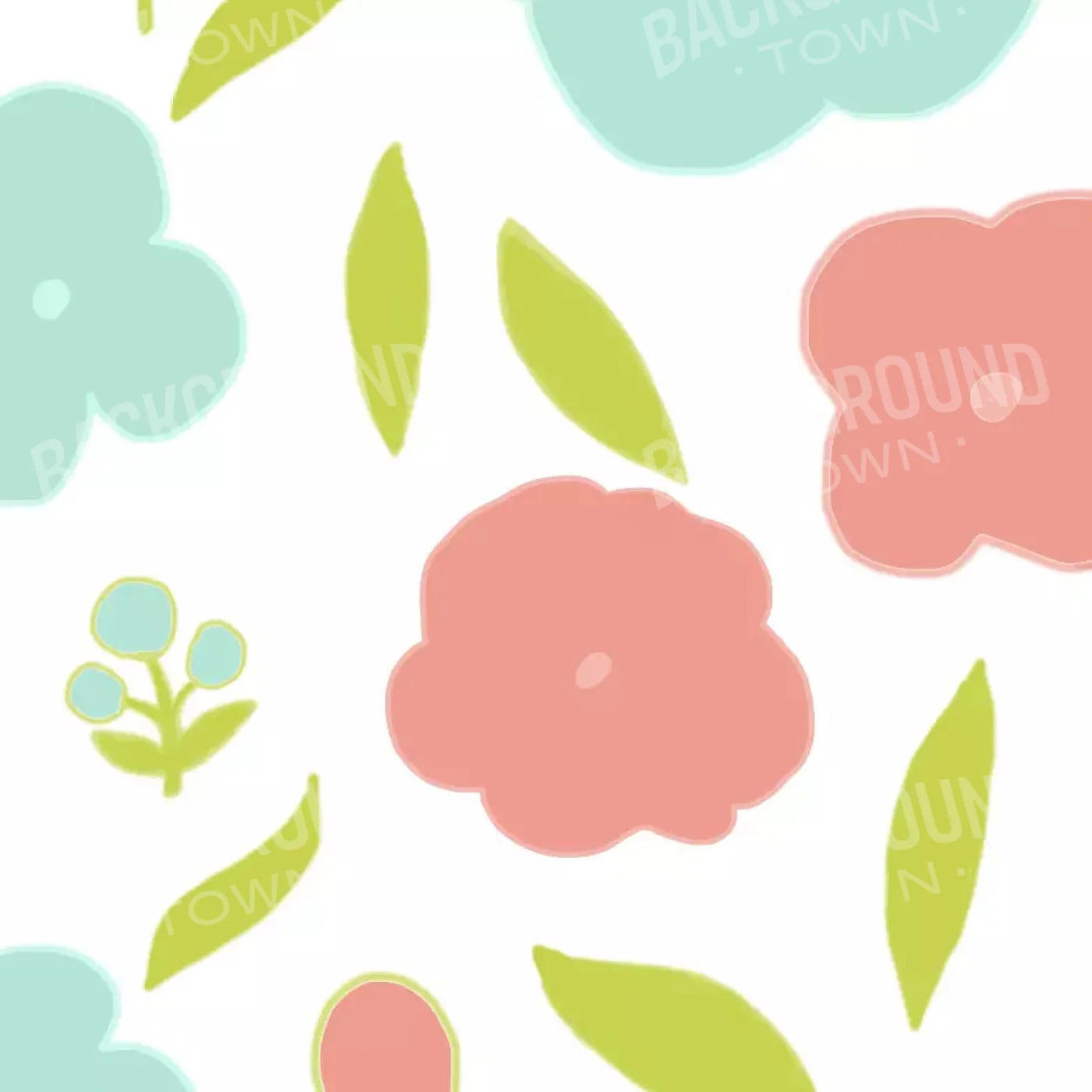 Coral Floral 8X8 Fleece ( 96 X Inch ) Backdrop