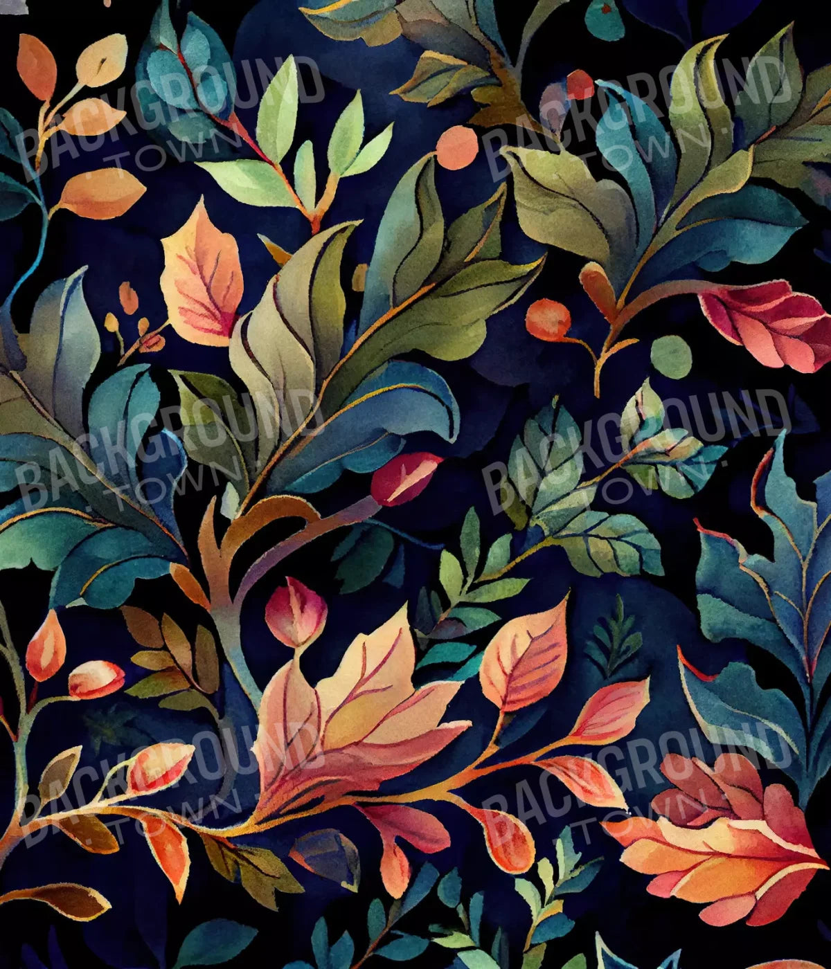 Coral Leaves 10X12 Ultracloth ( 120 X 144 Inch ) Backdrop