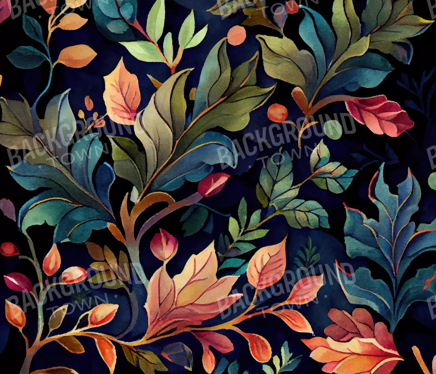 Coral Leaves 12X10 Ultracloth ( 144 X 120 Inch ) Backdrop