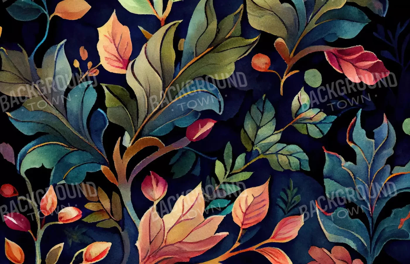 Coral Leaves 12X8 Ultracloth ( 144 X 96 Inch ) Backdrop
