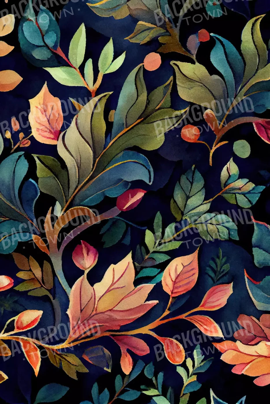 Coral Leaves 5X8 Ultracloth ( 60 X 96 Inch ) Backdrop