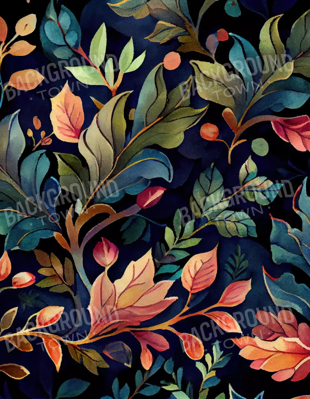 Coral Leaves 6X8 Fleece ( 72 X 96 Inch ) Backdrop