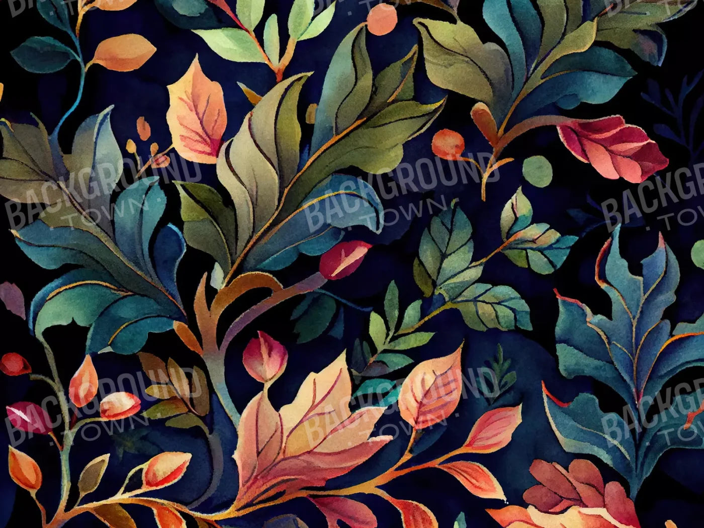 Coral Leaves 7X5 Ultracloth ( 84 X 60 Inch ) Backdrop