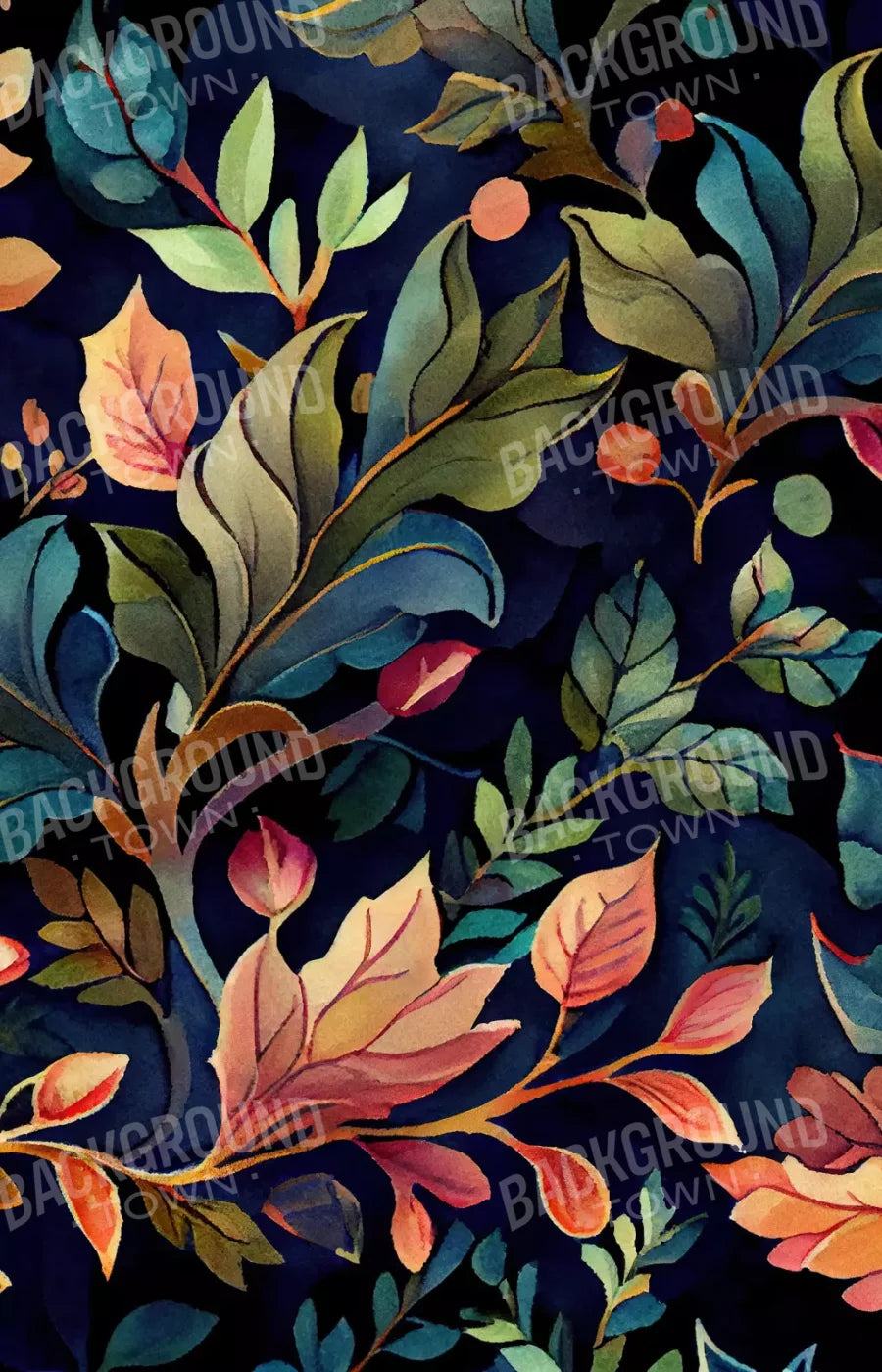 Coral Leaves 8X12 Ultracloth ( 96 X 144 Inch ) Backdrop