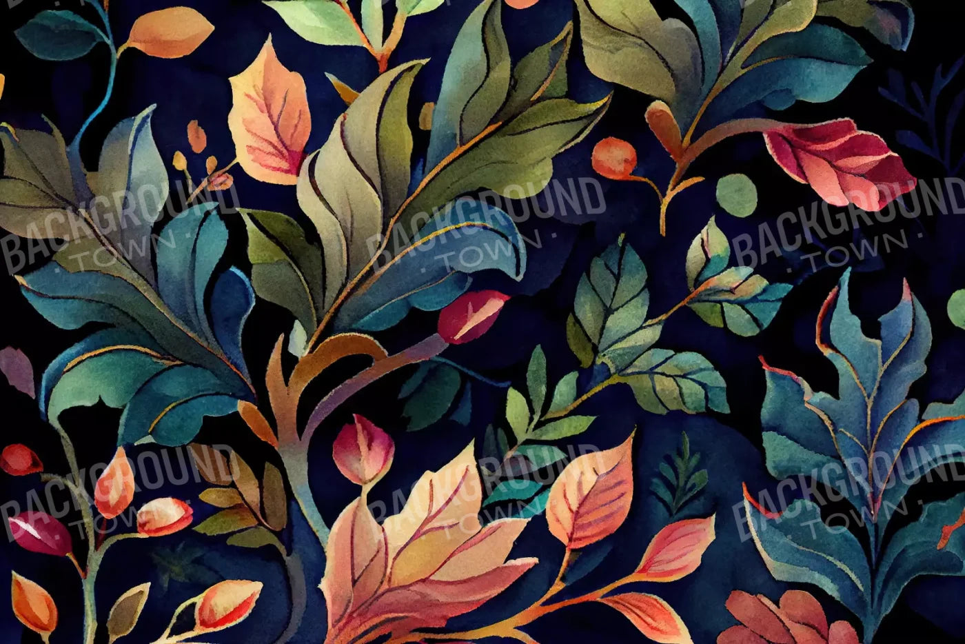 Coral Leaves 8X5 Ultracloth ( 96 X 60 Inch ) Backdrop