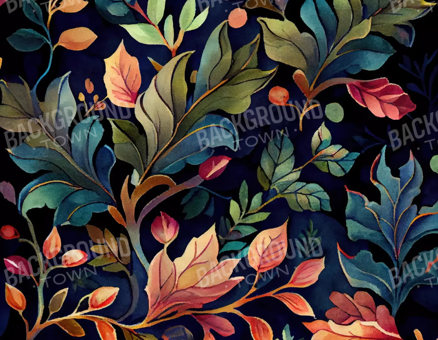 Coral Leaves 8X6 Fleece ( 96 X 72 Inch ) Backdrop