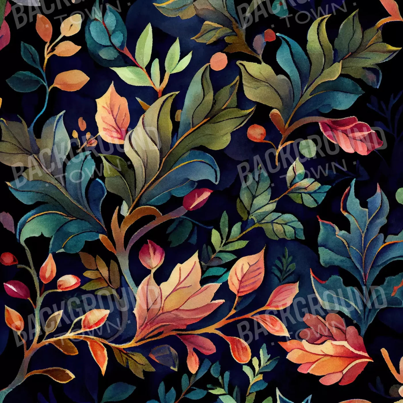 Coral Leaves 8X8 Fleece ( 96 X Inch ) Backdrop