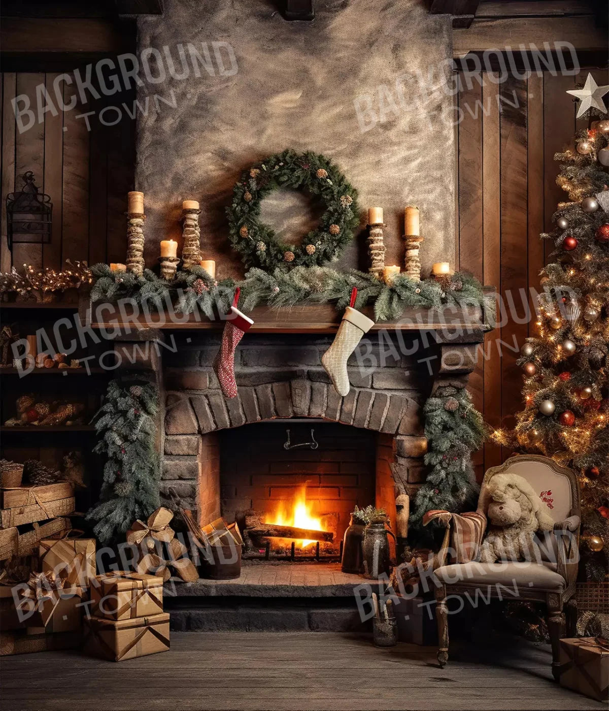 Country Christmas I 10X12 Ultracloth ( 120 X 144 Inch ) Backdrop