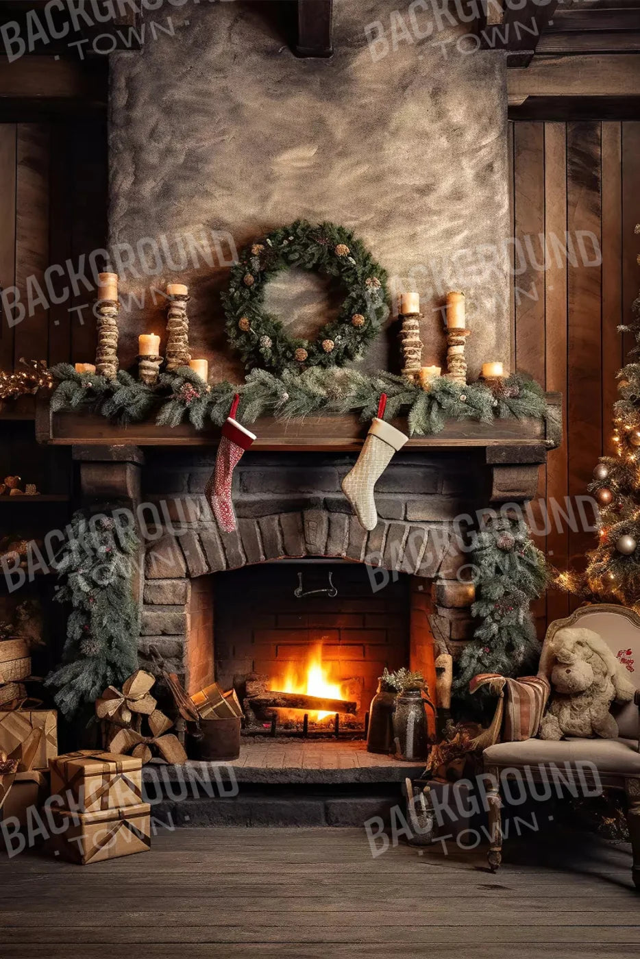 Country Christmas I 5X8 Ultracloth ( 60 X 96 Inch ) Backdrop
