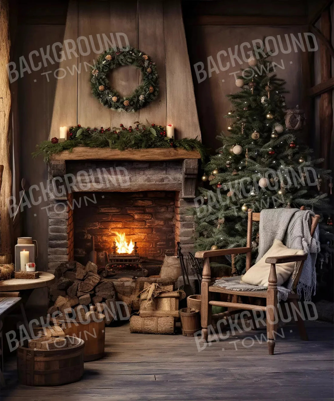 Beige Christmas Backdrop for Photography