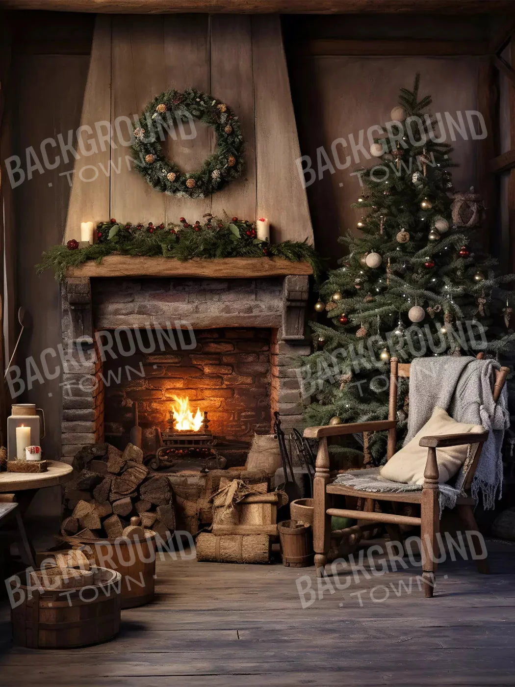 Country Christmas Ii 5X68 Fleece ( 60 X 80 Inch ) Backdrop