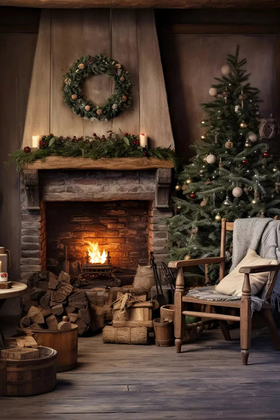 Country Christmas Ii 5X8 Ultracloth ( 60 X 96 Inch ) Backdrop
