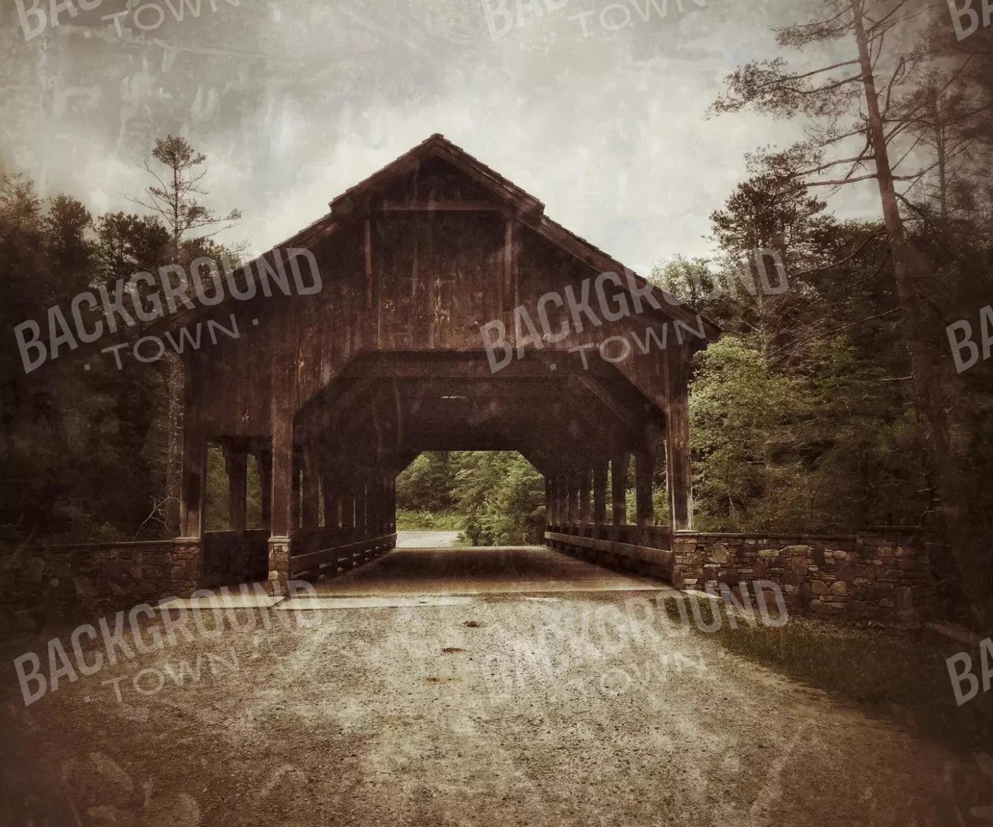 Rustic covered bridge Backdrop for Photography