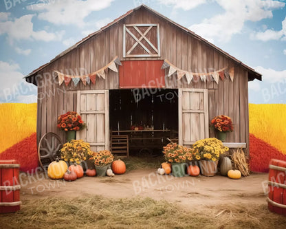 Cozy Autumn Barn 10’X8’ Fleece (120 X 96 Inch) Backdrop