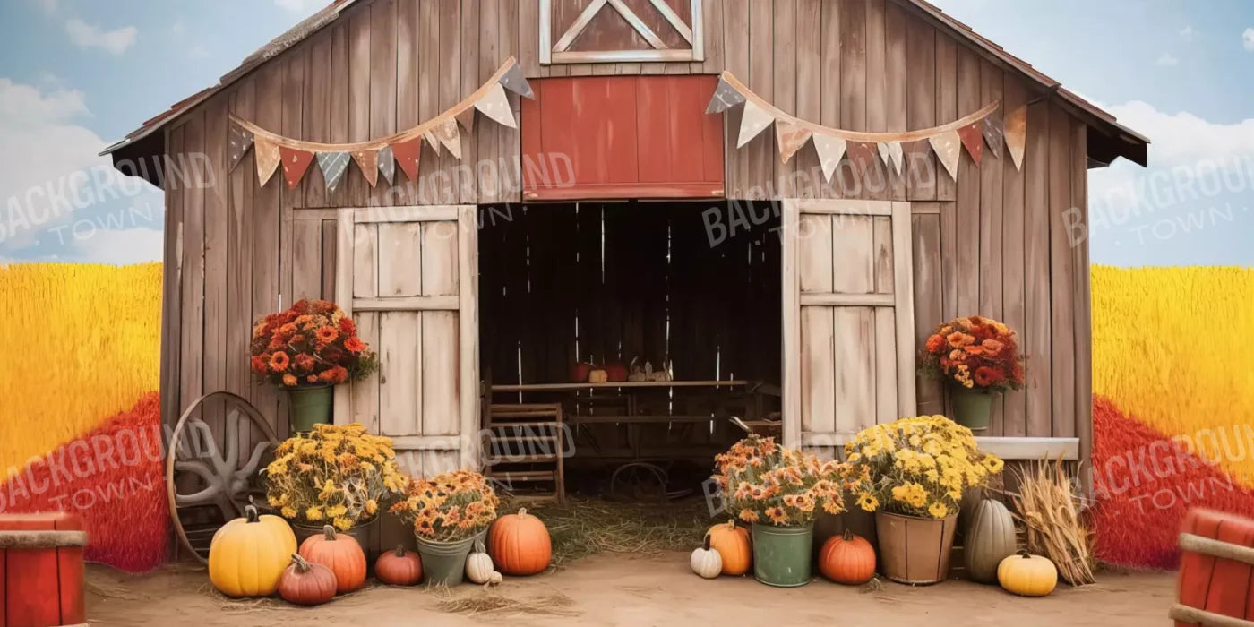 Cozy Autumn Barn 20’X10’ Ultracloth (240 X 120 Inch) Backdrop