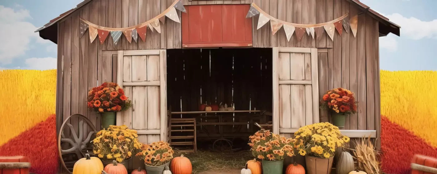 Cozy Autumn Barn 20’X8’ Ultracloth (240 X 96 Inch) Backdrop
