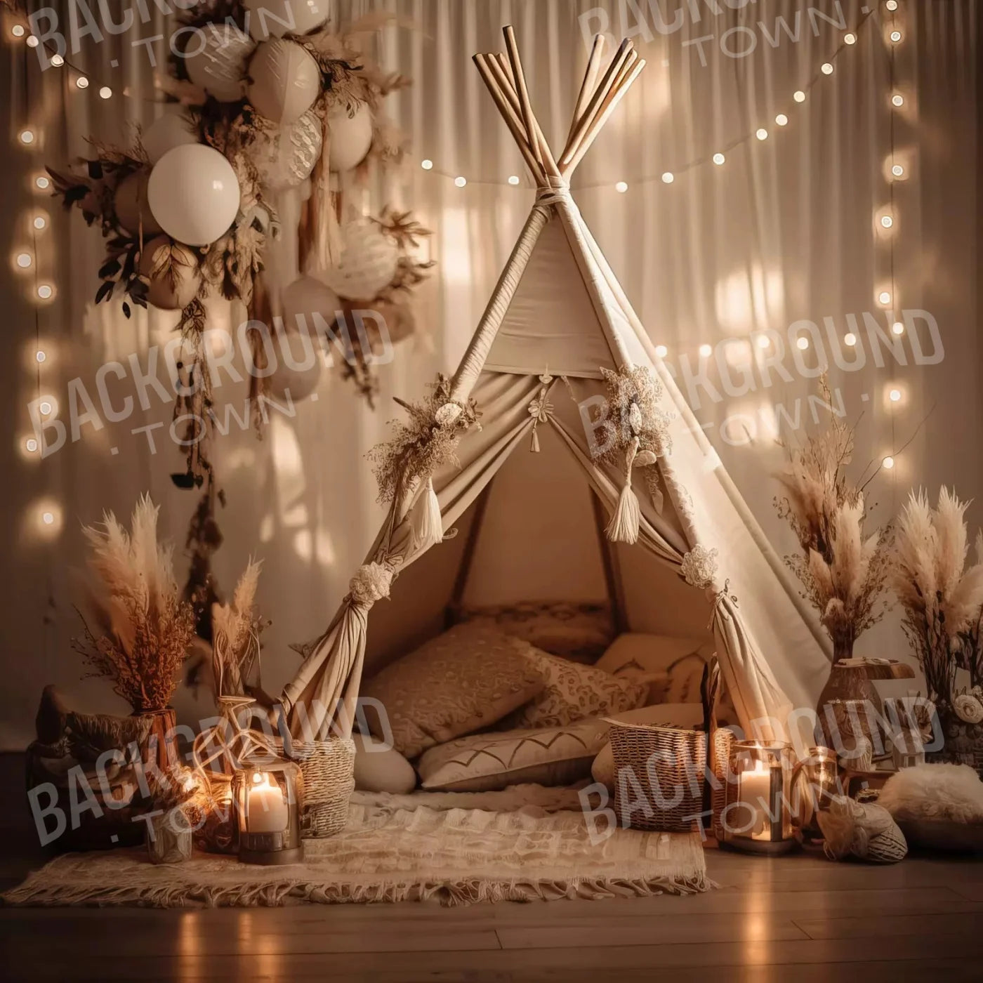 TeePee Boho Cozy Hideaway Backdrop for Photography