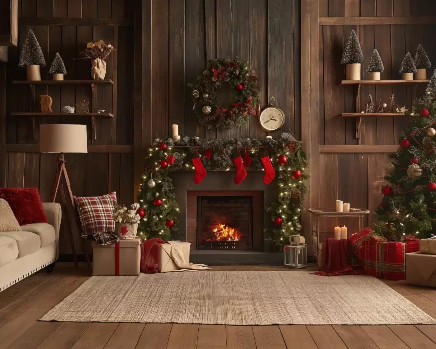 Cozy Cabin Christmas 10’X8’ Fleece (120 X 96 Inch) Backdrop