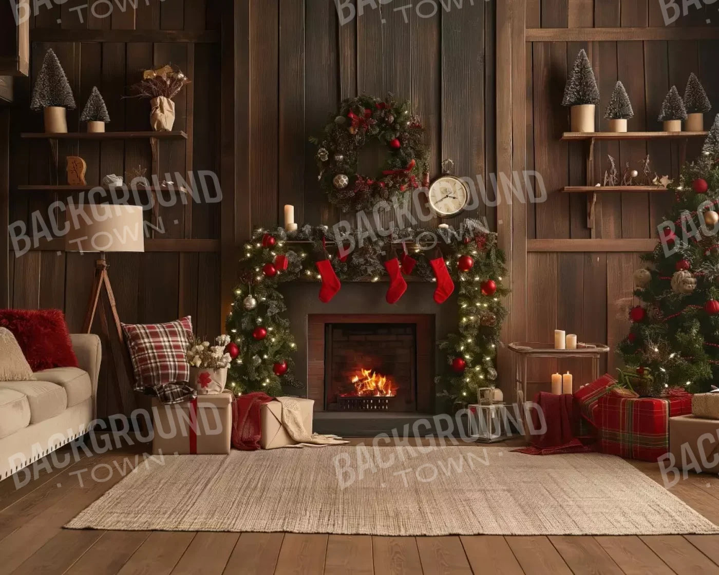 Cozy Cabin Christmas 10’X8’ Fleece (120 X 96 Inch) Backdrop