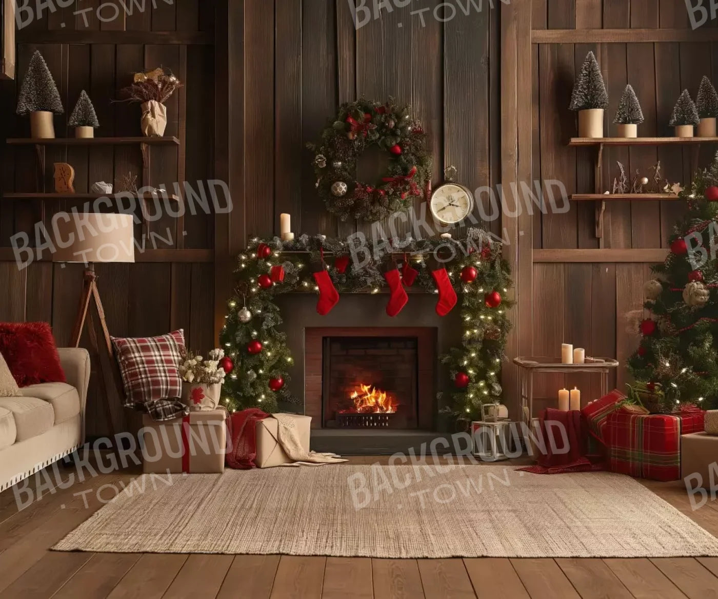 Cozy Cabin Christmas 12’X10’ Ultracloth (144 X 120 Inch) Backdrop