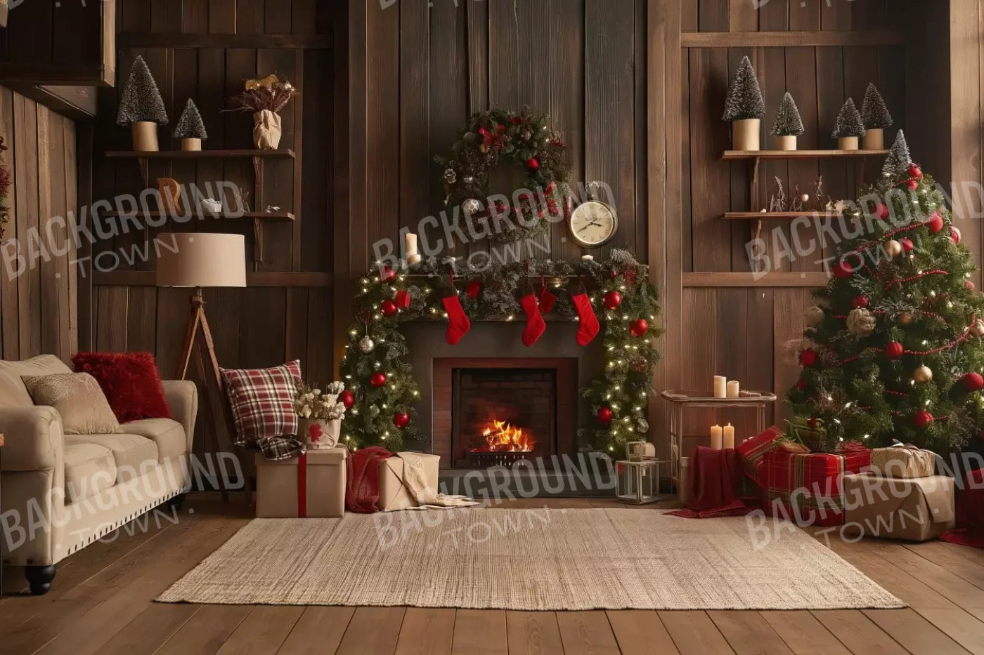 Cozy Cabin Christmas 12’X8’ Ultracloth (144 X 96 Inch) Backdrop