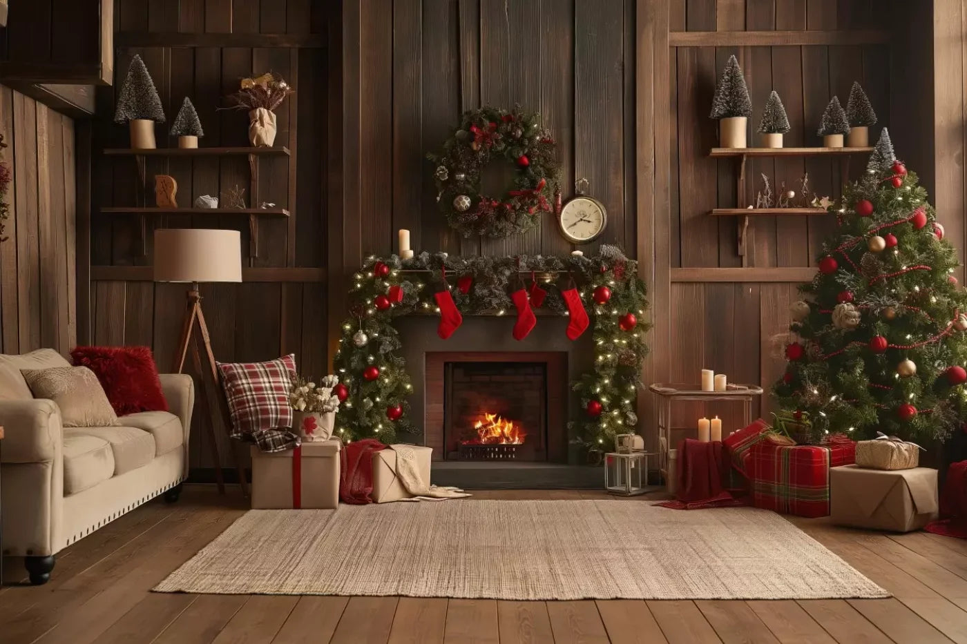 Cozy Cabin Christmas 12’X8’ Ultracloth (144 X 96 Inch) Backdrop