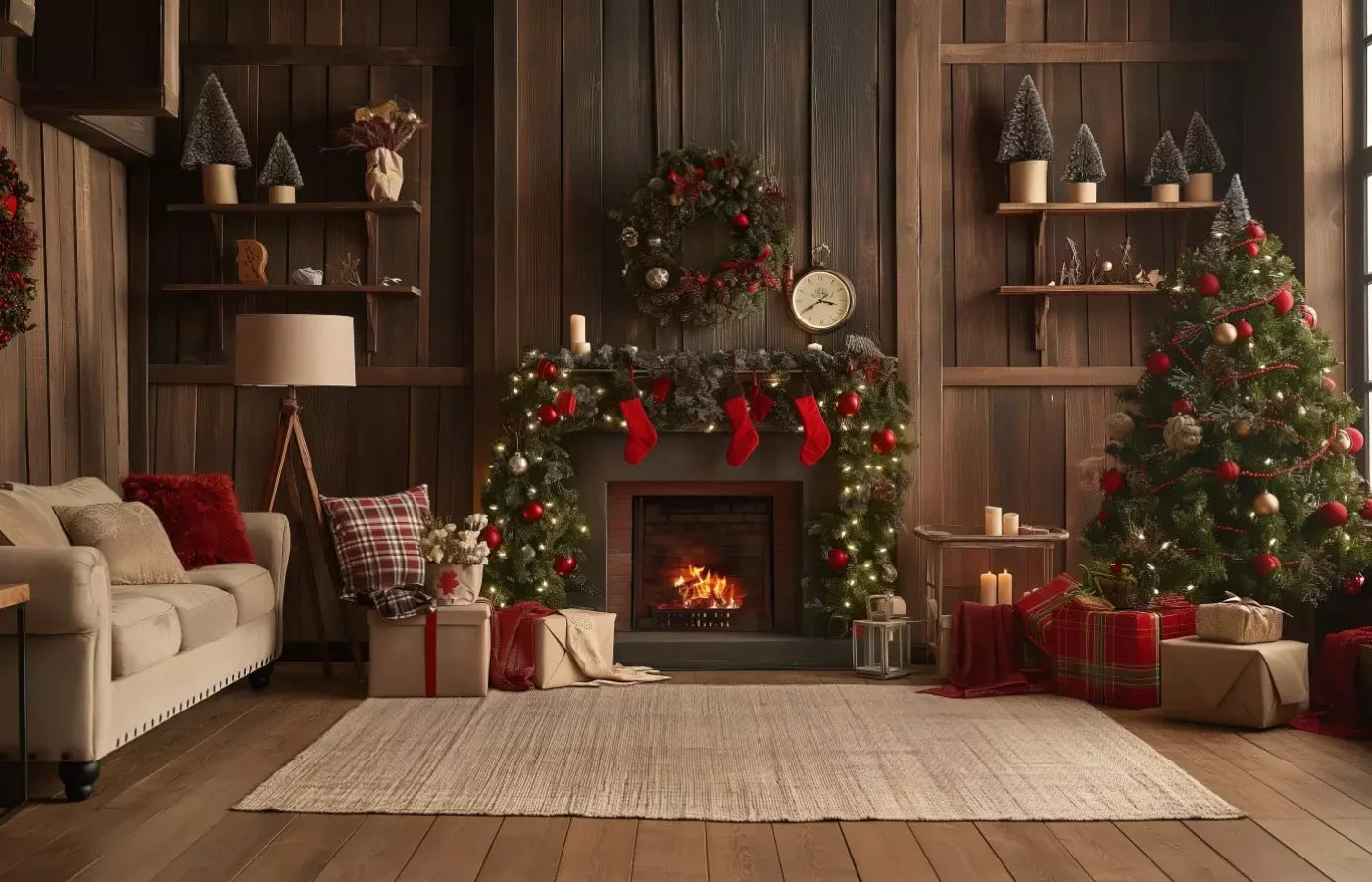 Cozy Cabin Christmas 14’X9’ Ultracloth (168 X 108 Inch) Backdrop