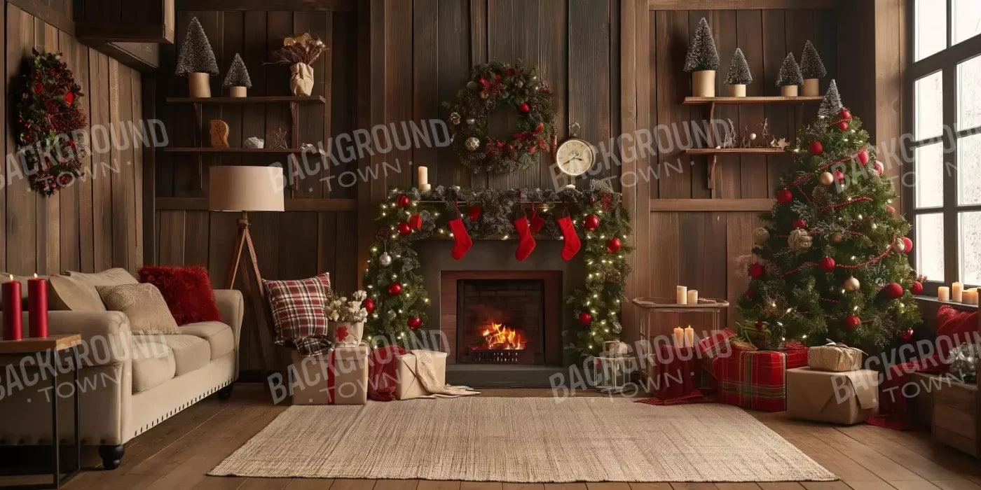 Cozy Cabin Christmas 16’X8’ Ultracloth (192 X 96 Inch) Backdrop