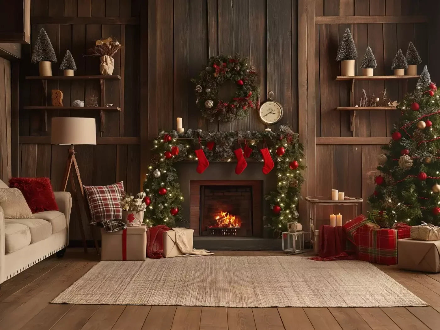 Cozy Cabin Christmas 6’8X5’ Fleece (80 X 60 Inch) Backdrop