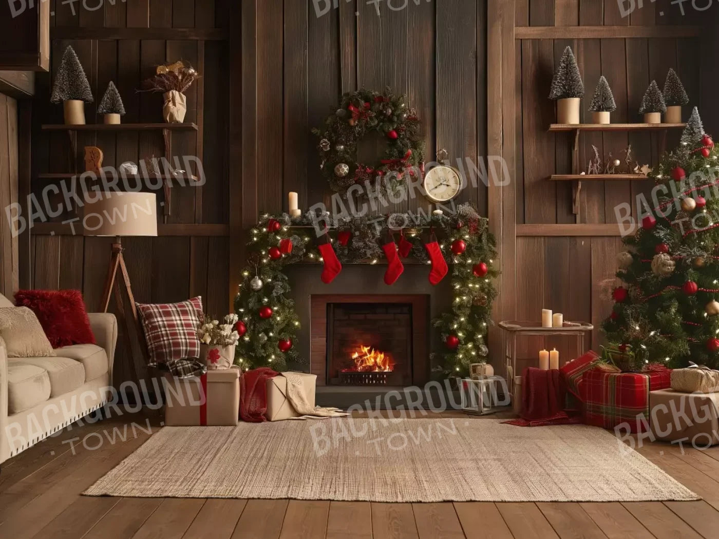 Cozy Cabin Christmas 6’8X5’ Fleece (80 X 60 Inch) Backdrop