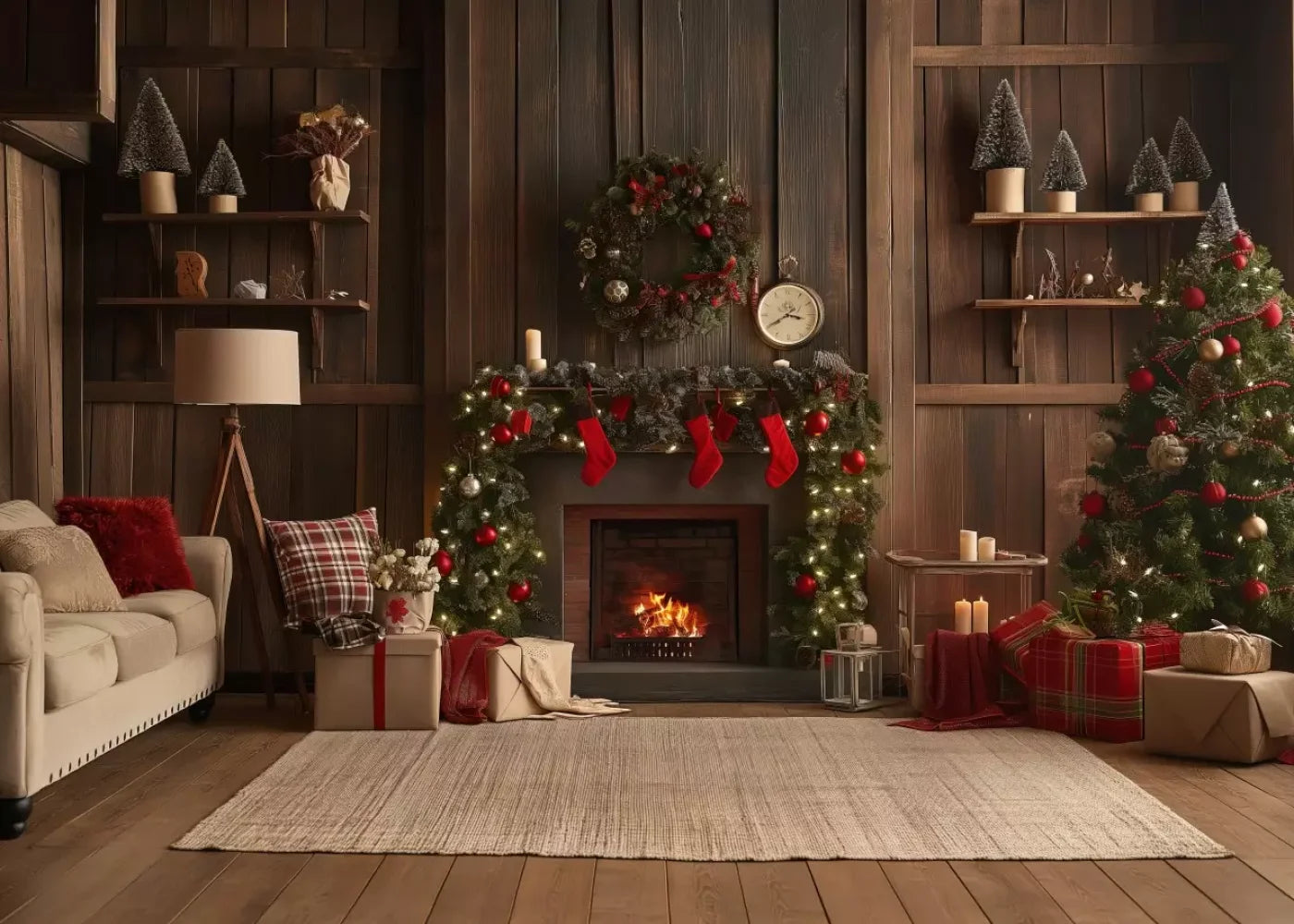 Cozy Cabin Christmas 7’X5’ Ultracloth (84 X 60 Inch) Backdrop