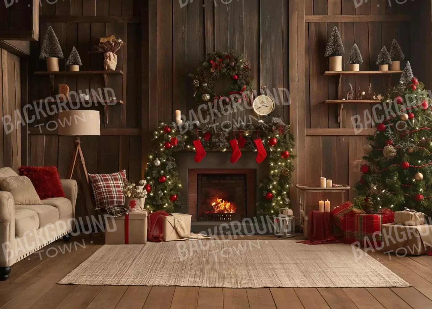 Cozy Cabin Christmas 7’X5’ Ultracloth (84 X 60 Inch) Backdrop