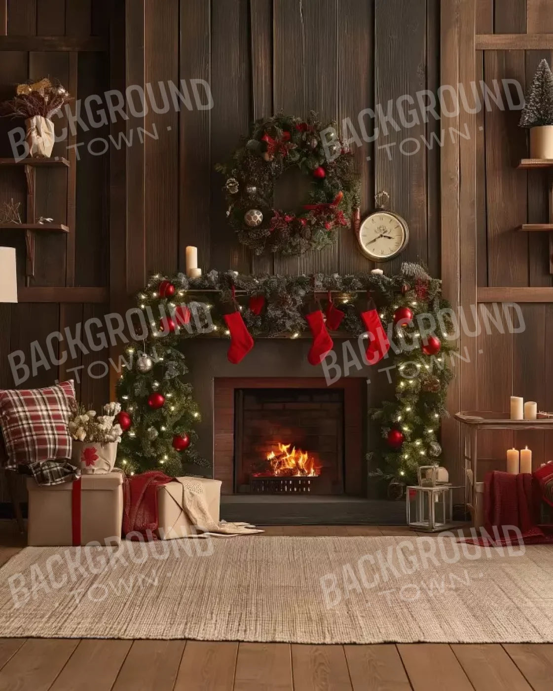 Cozy Cabin Christmas 8’X10’ Fleece (96 X 120 Inch) Backdrop